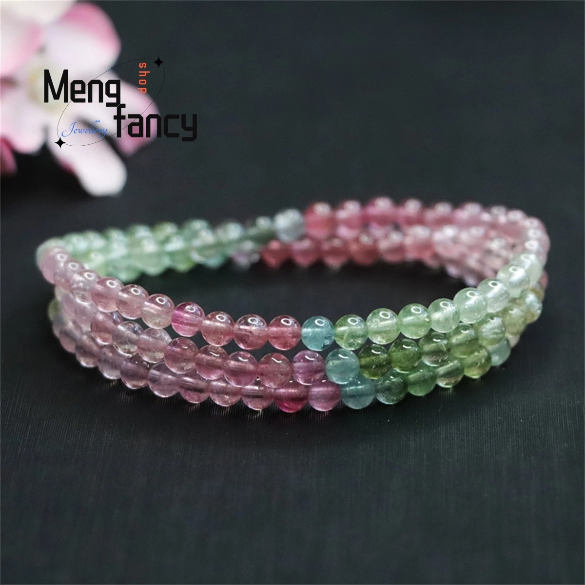 

Natural Crystal Brazil Tourmaline Full Transparent Multi-circle Makaron Beads Bracelet Simple Generous Personality Women Jewelry