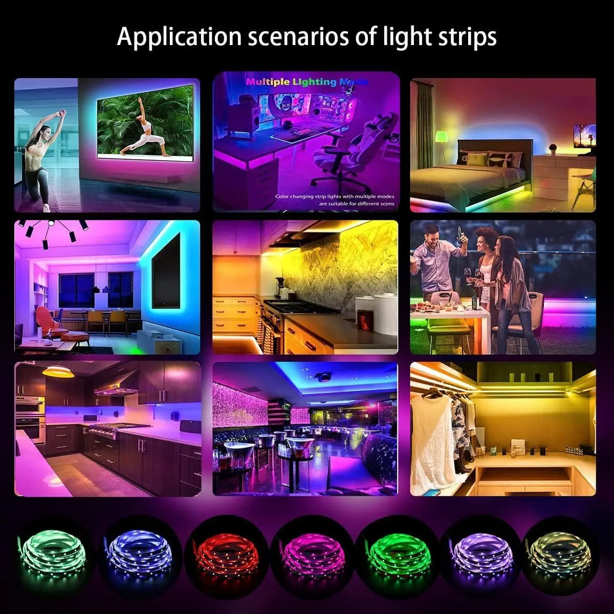 5v5050 Bluetooth/infrared LED set with 24 keys remote control and application control, used in bedrooms, families, parties and festivals.