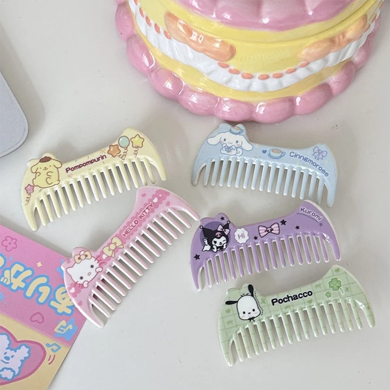 Kawaii Sanrio Hello Kitty klip rambut Kuromi sisir Cinnamoroll Pochacco Pin rambut poni klip samping gadis manis hiasan kepala