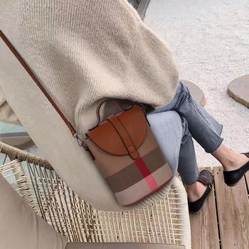 Aidrani-Mini sac à bandoulière à carreaux pour femme, sac à bandoulière simple, patchwork en toile, petit sac portable Cirhide, à la mode