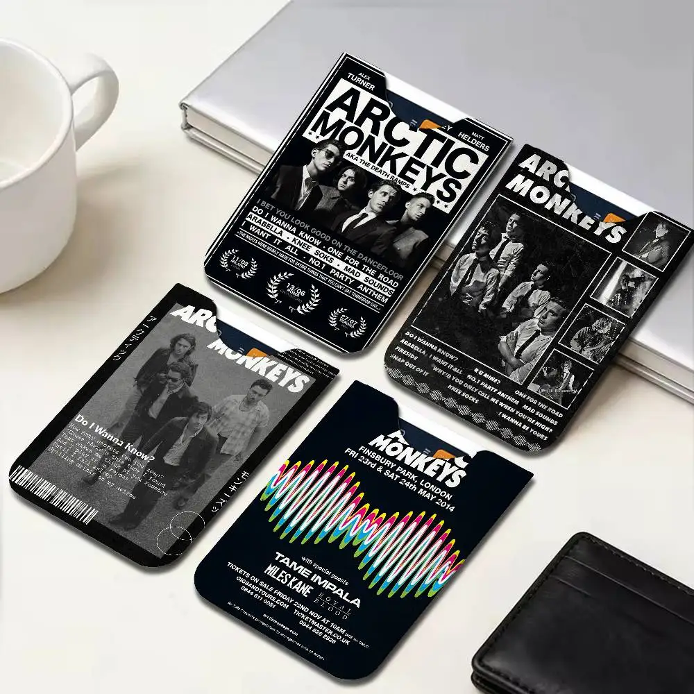 Vintage Arctic Monkeys Rock Band Pu Leather Credit Card Holder Slim Business Cardholder Anti Theft Id Organizer for Men Women
