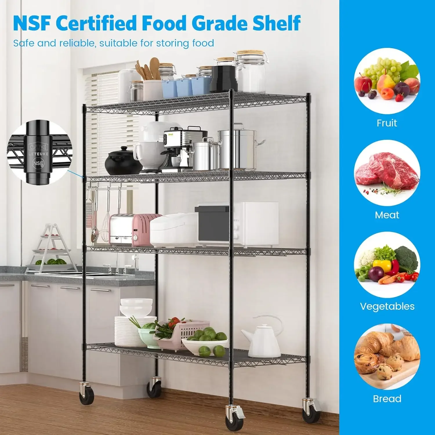 NSF Certified 4-Tier Adjustable Storage Rack 60