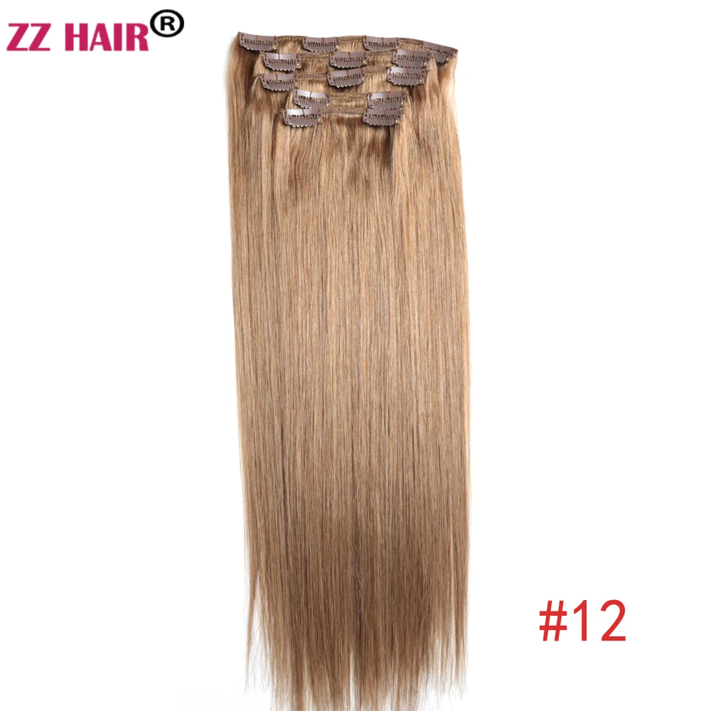 ZZHAIR 100% Braziliaanse Human Remy Hair Extensions 16 "-24" 5 Stuks Set 180g-200g Vijf Stuk Clips In 1x20 2x15 2x10 Natuurlijk Recht