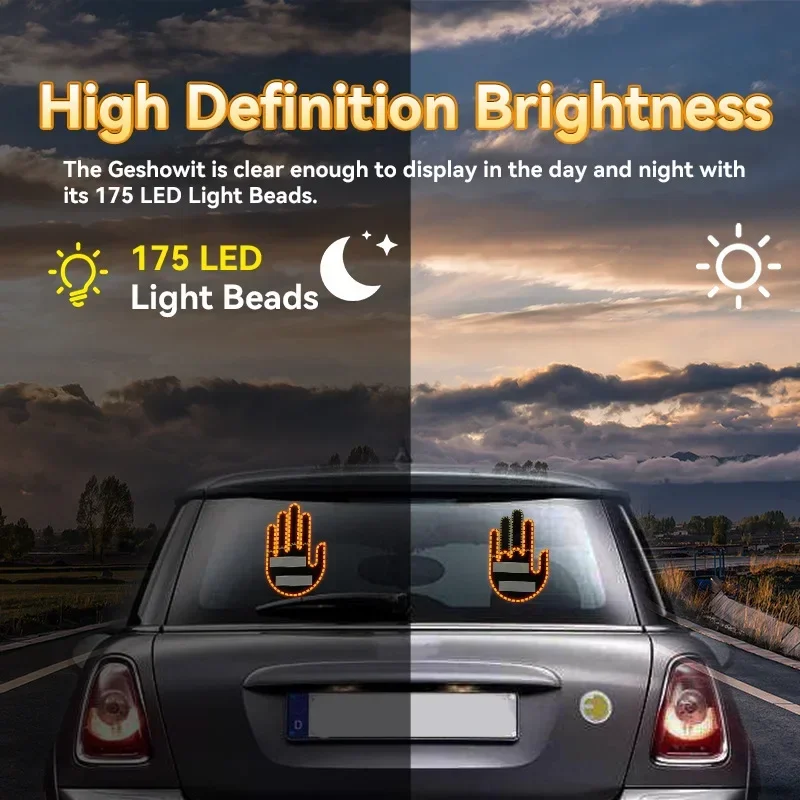 1 Set Car Finger Light with Remote Control Cool Funny Car Interior Light Finger Up LED Middle Finger Hand Lamp Car Accessories