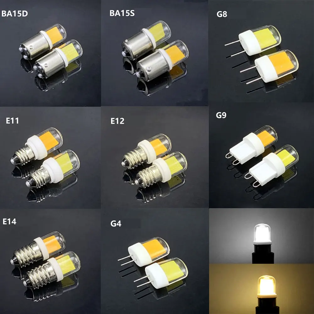 

Mini LED Bulb COB 5W BA15D BA15S E11 E12 E14 G4 G8 G9 Replace 45W Halogen Lamps Chandelier Lights Glass Cover+ Ceramic 110/220V