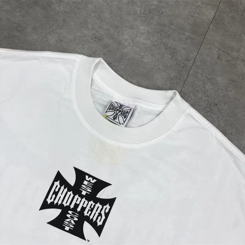 Retro White Casual West Coast Choppers Long Sleeve T-Shirt Pattern Print New T Shirt