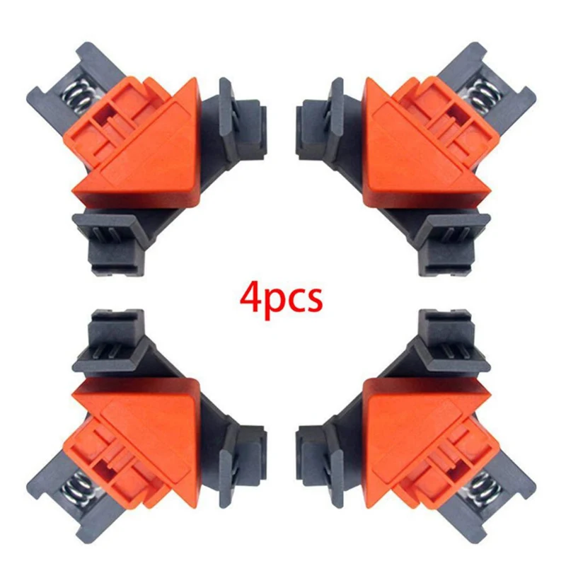 New 4pc Portable Right Angle Woodworking Clamp Spring Clamping Woodworking 90 Degree Locator Electric Tool Accessory Set