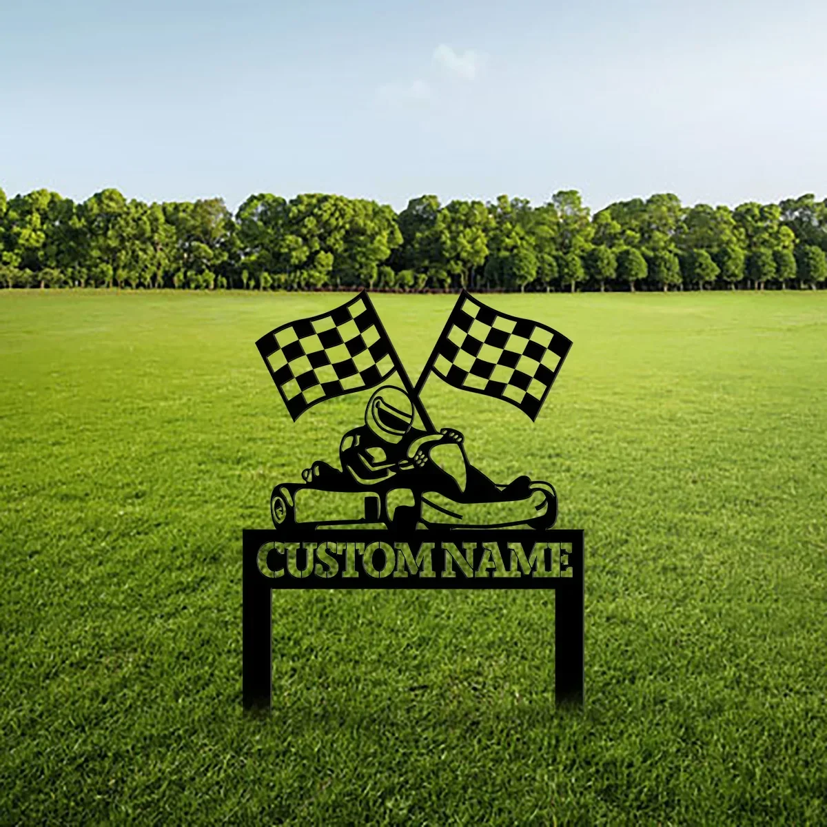 Rev Up Your Outdoor Space! Custom Karting Sign. Personalize with Your Name, Comes with Stakes. Perfect for Karting Enthusiasts.