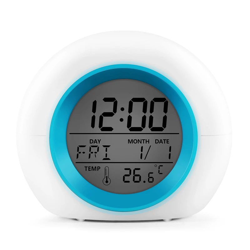 Kids Alarm Clock - Wake Up Light Digital Clock With 7 Colors Changing, Press Control And Snooze Function For Bedrooms