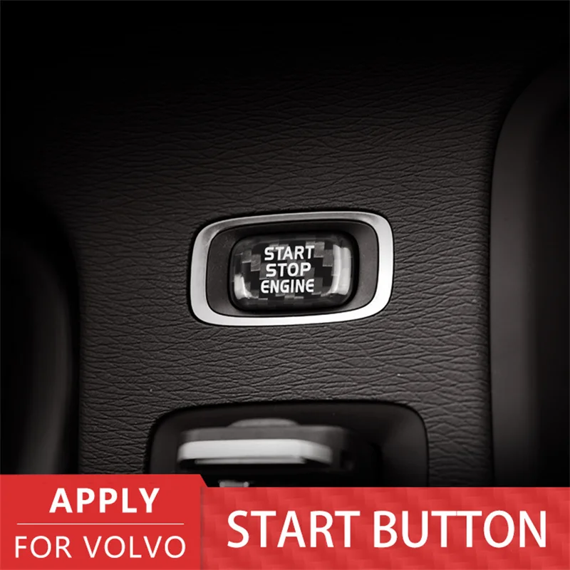 For Volvo V40 Car Engine Start Stop Button Cover Real Carbon Fiber Sticker 2013 2014 2015 2016 2017 2018 2019