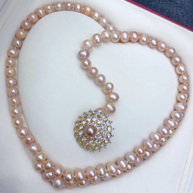 

Freshwater Pearl Sweater Chain Light Purple Fashion Simple Holiday Gift for Mom Jewelry Wholesale for Women