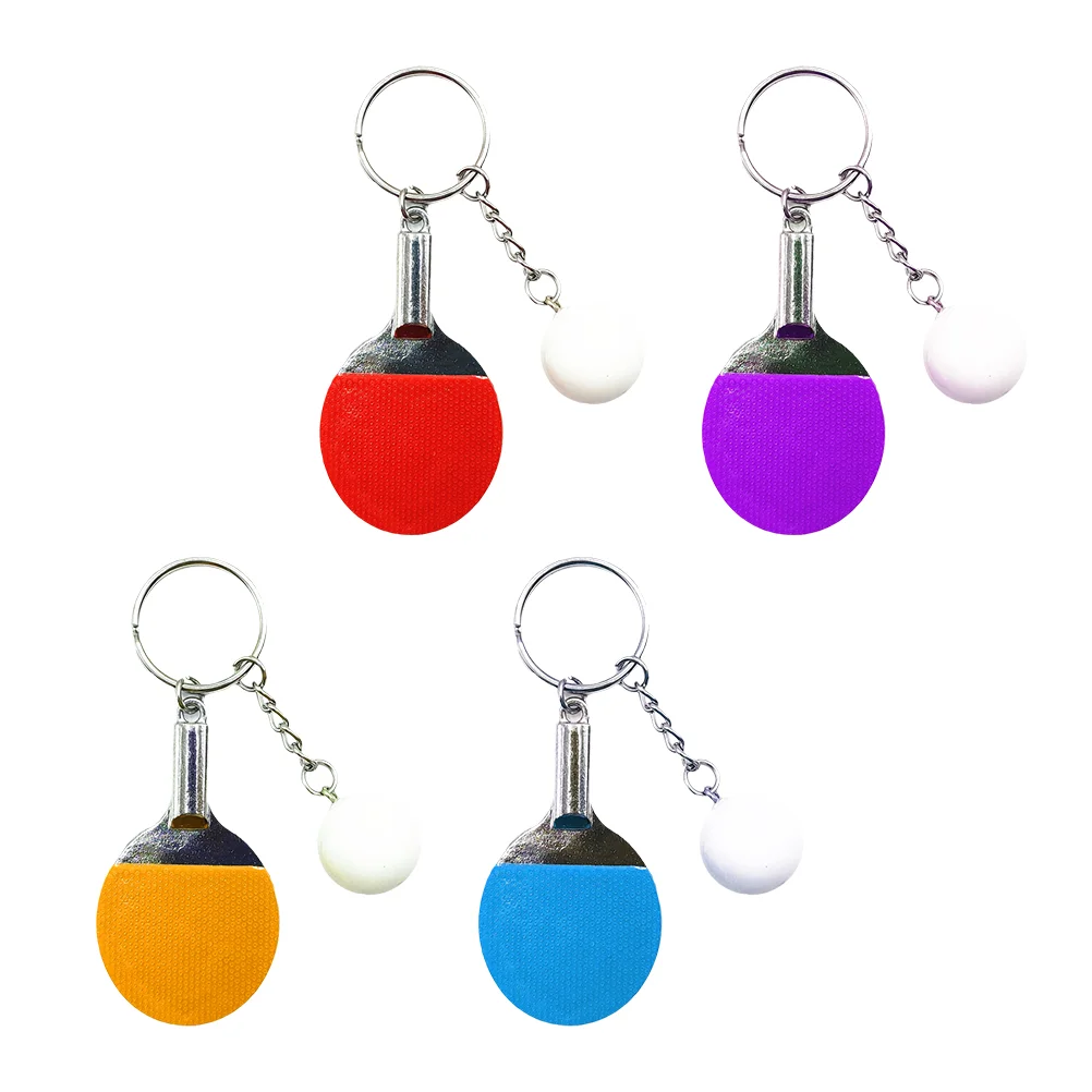 4 Pcs Table Tennis Racket Pendant Mini Tote Bags Goodie Fillers Hanging Sport Ball Key Ring Miniture Decoration Chain Miss