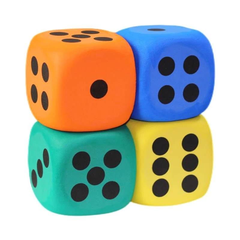 ADWE 80mm Big Foam Dices with Black Dots Six Side Dot Dices Colored Dices Learning Aids Game Dices for Counting Math Teaching