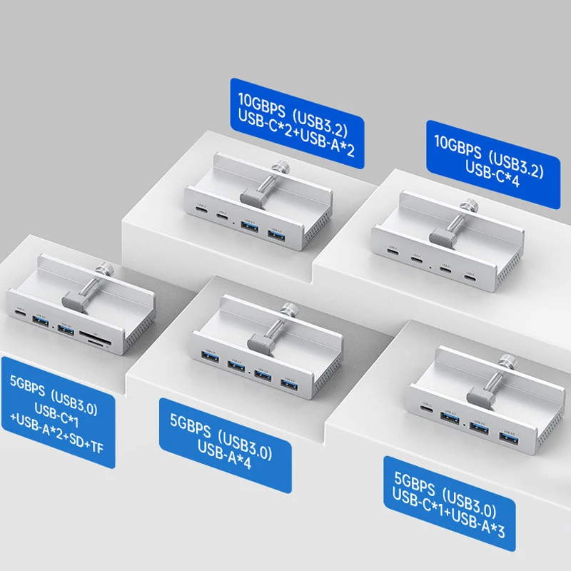 10Gbps USB3.2 Gen2 HUB USB3.0/2.0 Splitter Adapter Universal External Multi Clip Dock For iMac Macbook Dell Lenovo Desktop