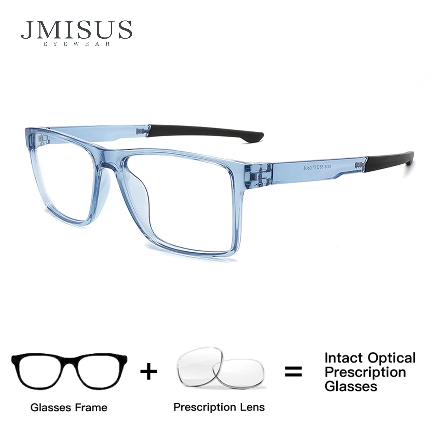 

JMISUS Unisex Sport Optical Prescription Glasses TR90 Square Frame Custom Lenses for Myopia Hyperopia and Presbyopia