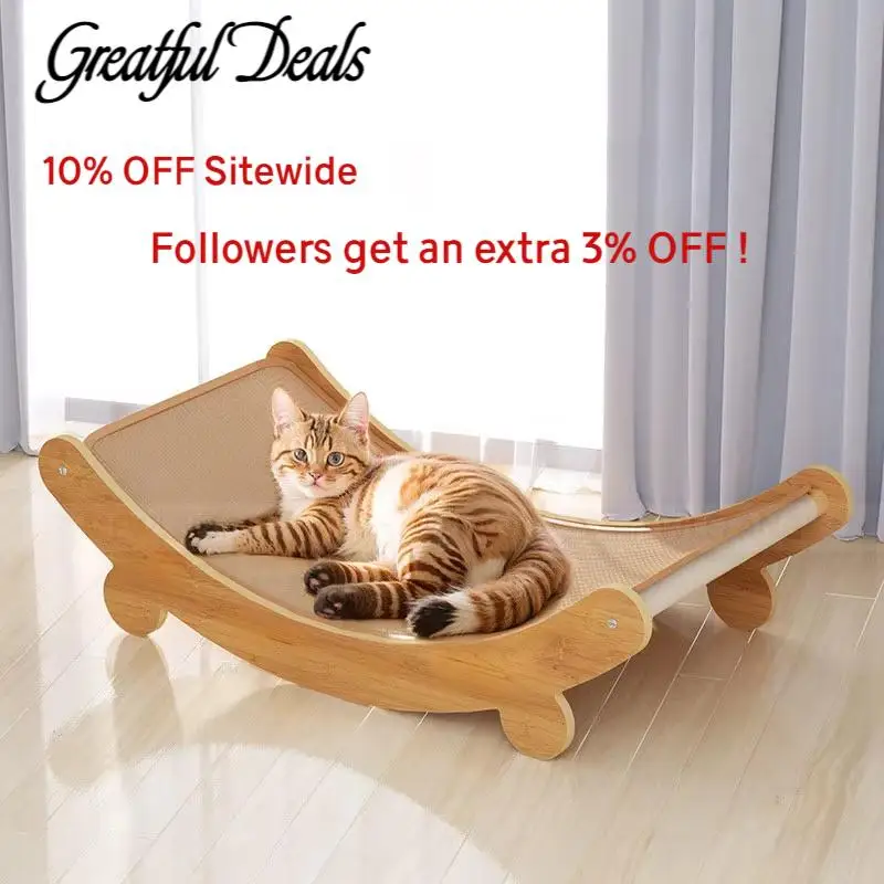 Cat Scratcher Lounge Kitten Cat Scratcher Wood Frame Ergonomic Curve Sleeping Stretch Out Relaxing Space