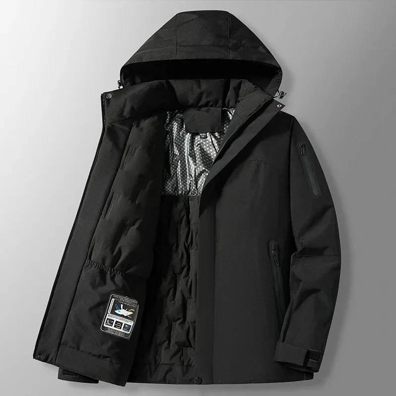 Graphene Heating Outdoor Jacket Men Women Winter Thickened Parks Warm Cotton Clothing Waterproof Unisex Down Hooded Coat Outwear