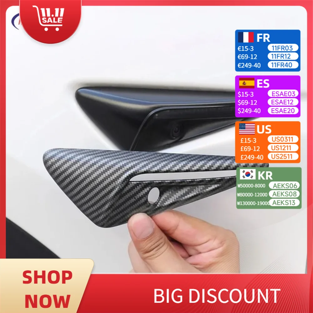 

Full Coverage Camera Side Cover For Tesla Model Y Juniper 2025 Model 3 Highland 2024 2025 ABS Anti-Scratch Car Camera Protection