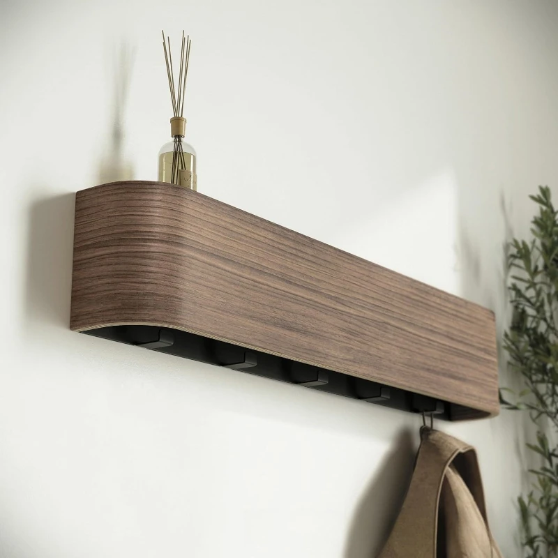 

Walnut Wood Wall Coat Rack Modern Minimalist Aesthetic Clothes Hanger Entrance Hall Elegant Clothes Racks Living Room Furniture