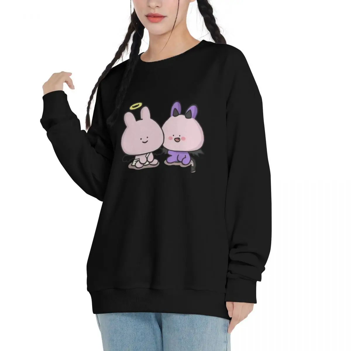 A-Asamimichaan Cute Asamimi 2024 Spring and Autumn Cotton New Fit Round Neck Sweatshirt