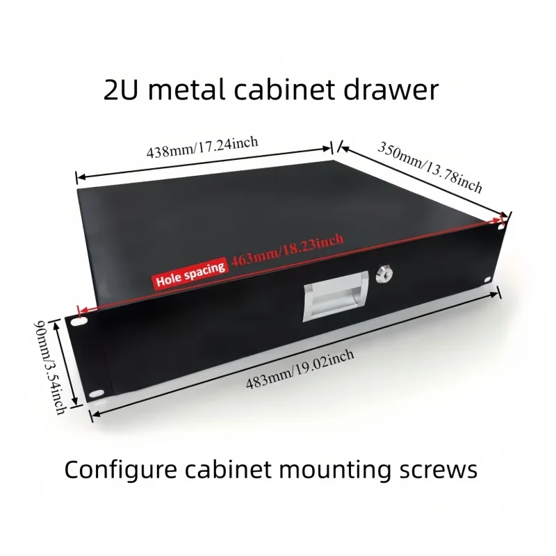 1 Piece 2U Rack-Mounted Metal Drawer with Lock (Cabinet Iron Drawer, Audio Equipment Storage Drawer): for Installation in Recording Studio Cabinets, Used for Placing Remote Controls, Microphones, Cables, and Other Accessories.