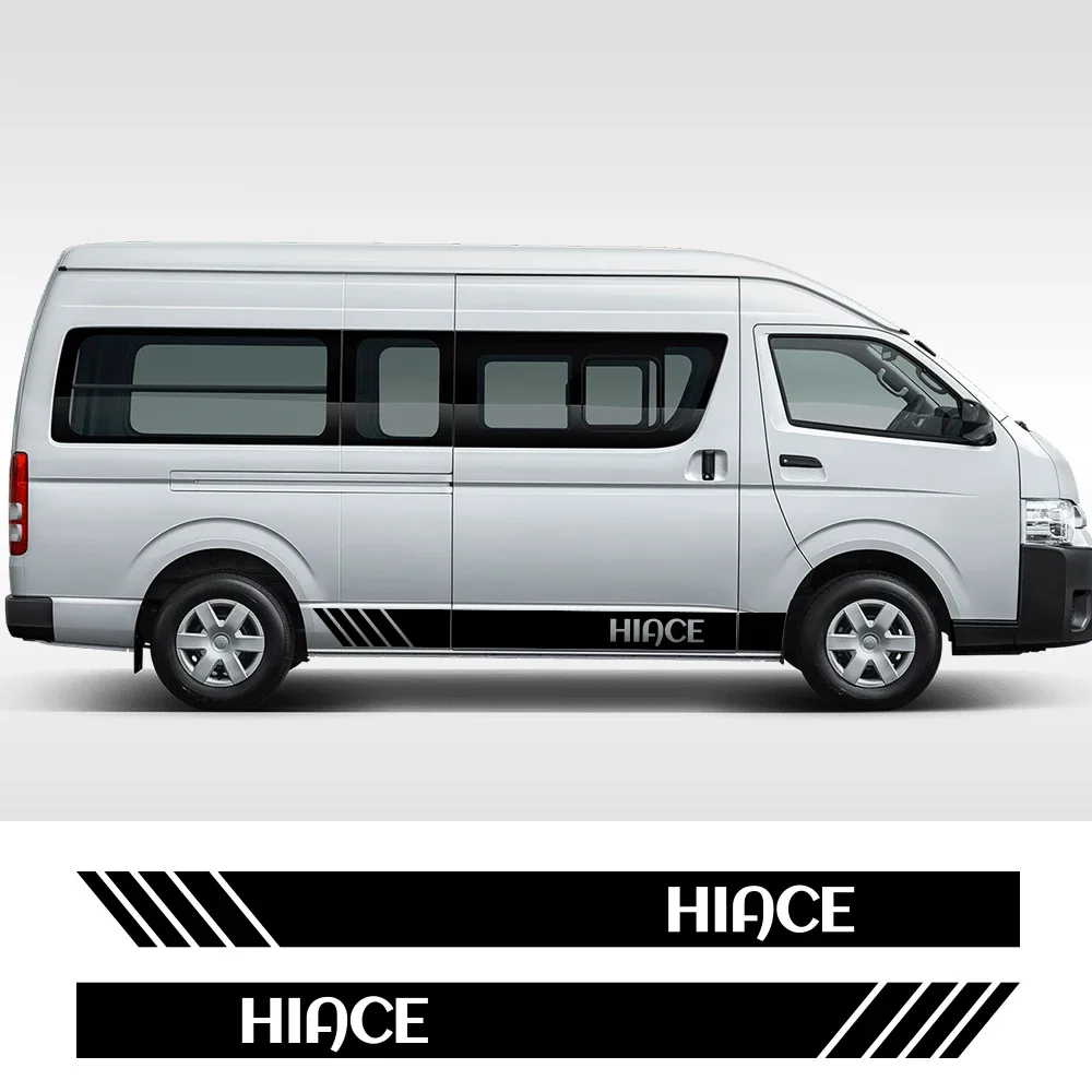 2pcs Car Stickers Door Side Skirt Decal Bus Sport Stripes DIY Decoration Vinyl Film Tuning For Toyota Hiace Car Body Accessories