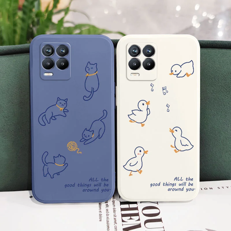 Line Animals Phone Case For OPPO Realme 11 10 8 8i 7 7i 6 Pro C12 C15 C20 C21Y C35 C25 C25S F19 F17 F9 Pro Cover