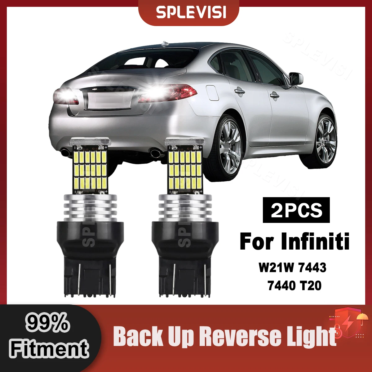 

2PCS LED Reverse Light Accessories Backup Lamp W21W 7440 T20 Canbus No Error For Infiniti FX35 2009-2012 FX50 QX70 2014-2017