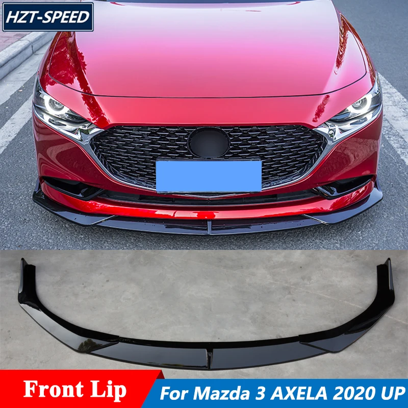 

3 шт. ABS материал черный карбоновый цвет передний бампер спойлер сплиттер губ для Mazda 3 Alexa 2020-2021