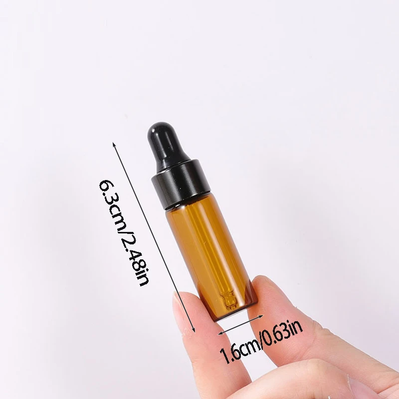 50Pcs 5ml 앰버 유리 에센셜 오일 병 오일 혼합물 향수 실험실 화학에 대 한 빈 리필 여행 액체 샘플 유리 병