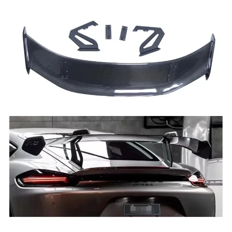 

New! Dry Carbon Fibre For Porsche 718 Cayman GT4RS GT Style Real Carbon Fiber Fibre Rear Trunk Spoiler Big Wing Body Kits Spoile