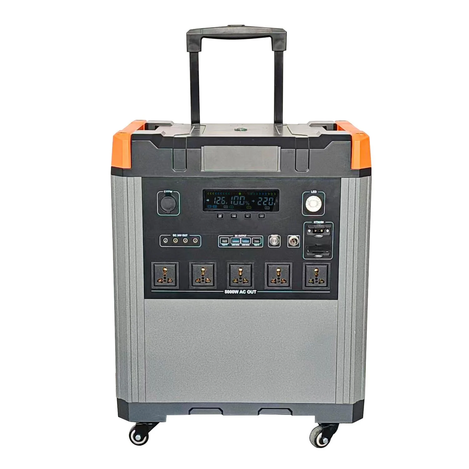 Portable Station 300Ah 7680Wh LiFePO4 Pure Sine Wave Inverter Solar MPPT Controller 5000W External Battery Solar Panel Car Jump