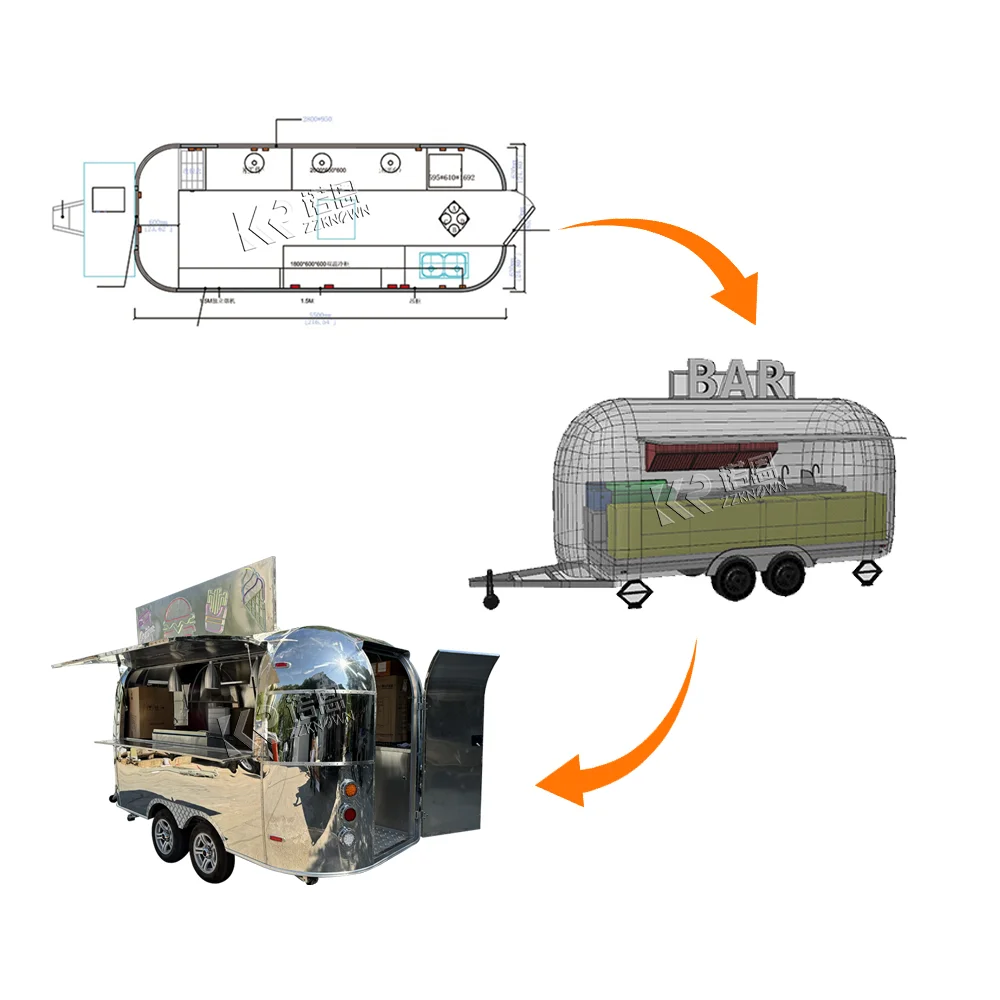 2025 مخصص متعدد الوظائف المحمول برغر البيتزا الكعك شواء مقطورة الوجبات السريعة مجهزة بالكامل شاحنة طعام من الفولاذ المقاوم للصدأ للبيع