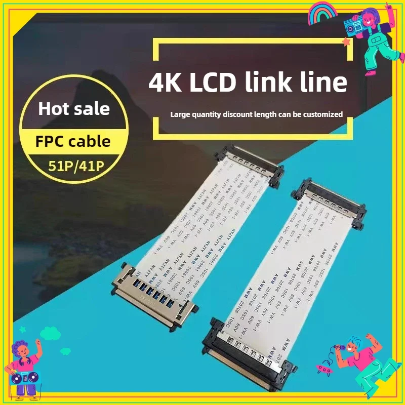 41Pin 51Pin 4K LVDS High-Definition LCD Ribbon Cable AWM 20861 20706 105C 60V VW-1 V-by One 41P 51P FFC FPC Dual Head