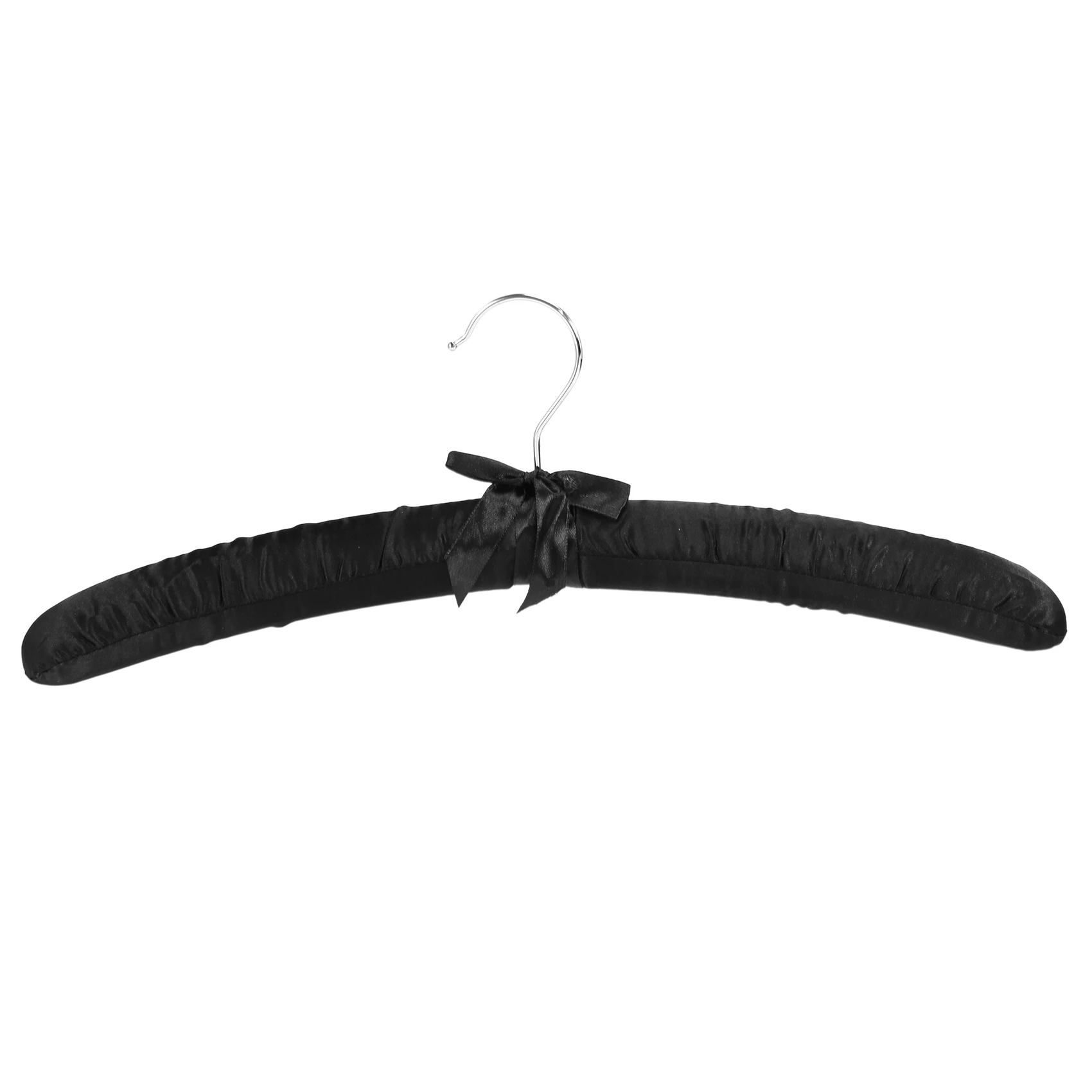 17 Inch Large Satin Padded Hangers,Silk Hangers for Wedding Dress Clothes,Coats,Suits,Blouse (Black,5 Pack)