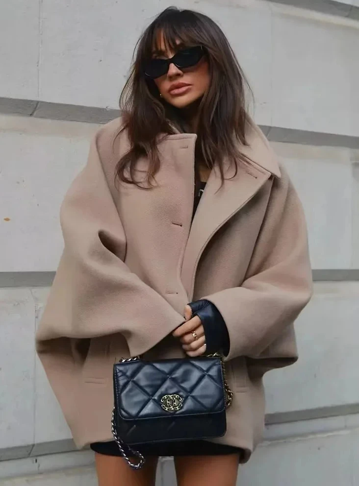 

Autumn Winter Women's New Collection Collar Long Sleeve Single breasted Solid Color Loose Jacket Top