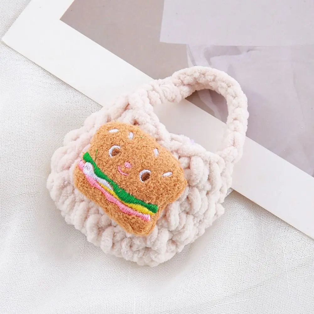 

Plush Crochet Mini Knitted Handbag Sandwich Headset Cover Earphone Knitted Bag Hamburg Handmade Portable Coin Purse