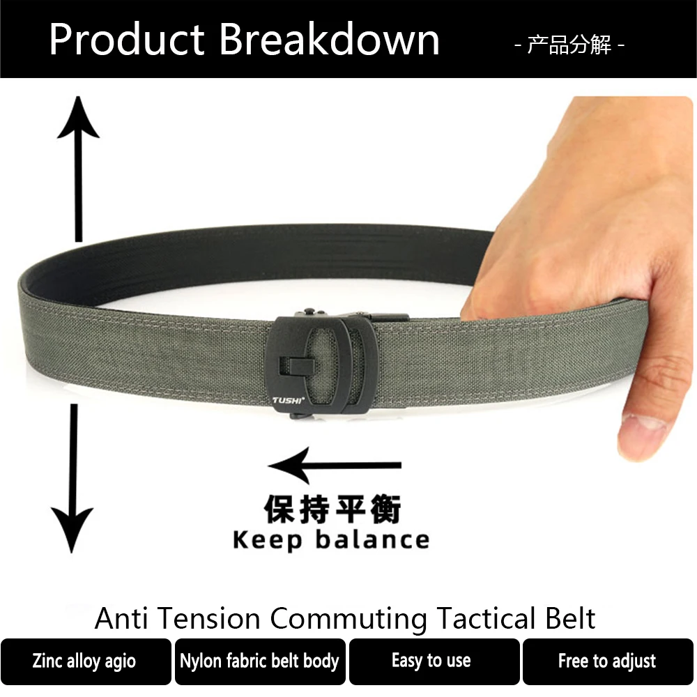 TUSHI New Military New Belt For Men Sturdy Nylon Metal Automatic Buckle Police Gun Belt Tactical Outdoor Girdle IPSC Accessories - Image 4