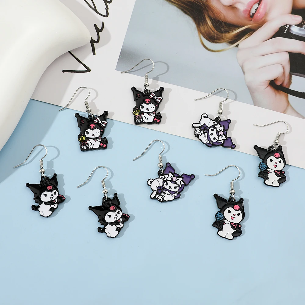 Sanrio Earrings Kuromi Cute Sweet Design Earrings Girl Birthday Gift