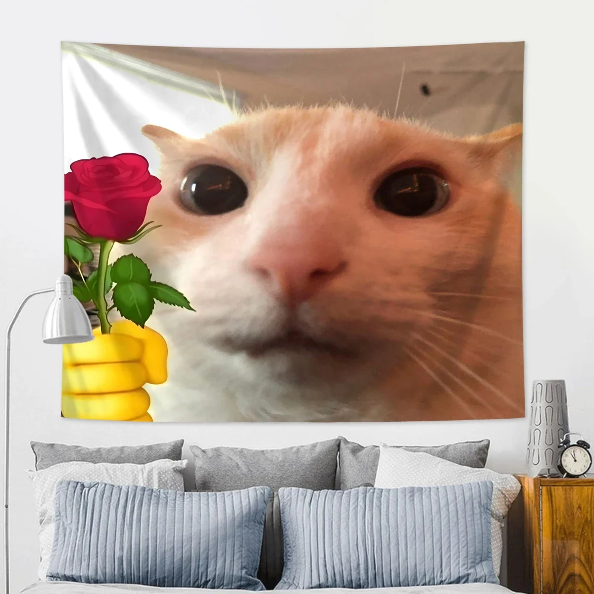 1 Stück lustige Katze, Blumen-Wandteppich, personalisierter, modischer, lustiger Wandteppich, Dekoration für Studentenwohnheime, Wandbehang
