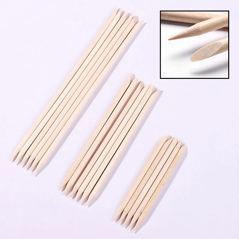 Empujador de cutículas de uñas, palitos de madera, removedor de manicura, diseño de esmalte de Gel, palo de dibujo para Nail Art, 100 piezas, 7cm/10cm