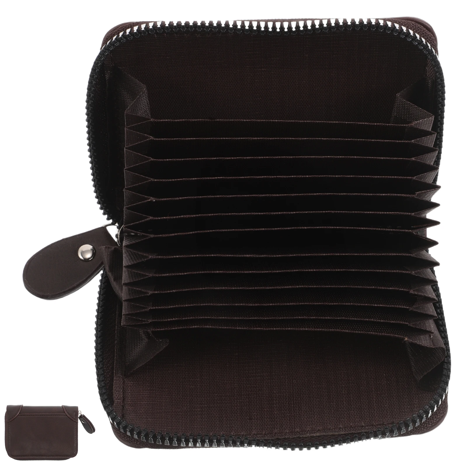 

Accordion Card Holder Compact Design Zipper Closure Wallet Lightweight Credit Organizer Multiple Compartments Business Travel Pu