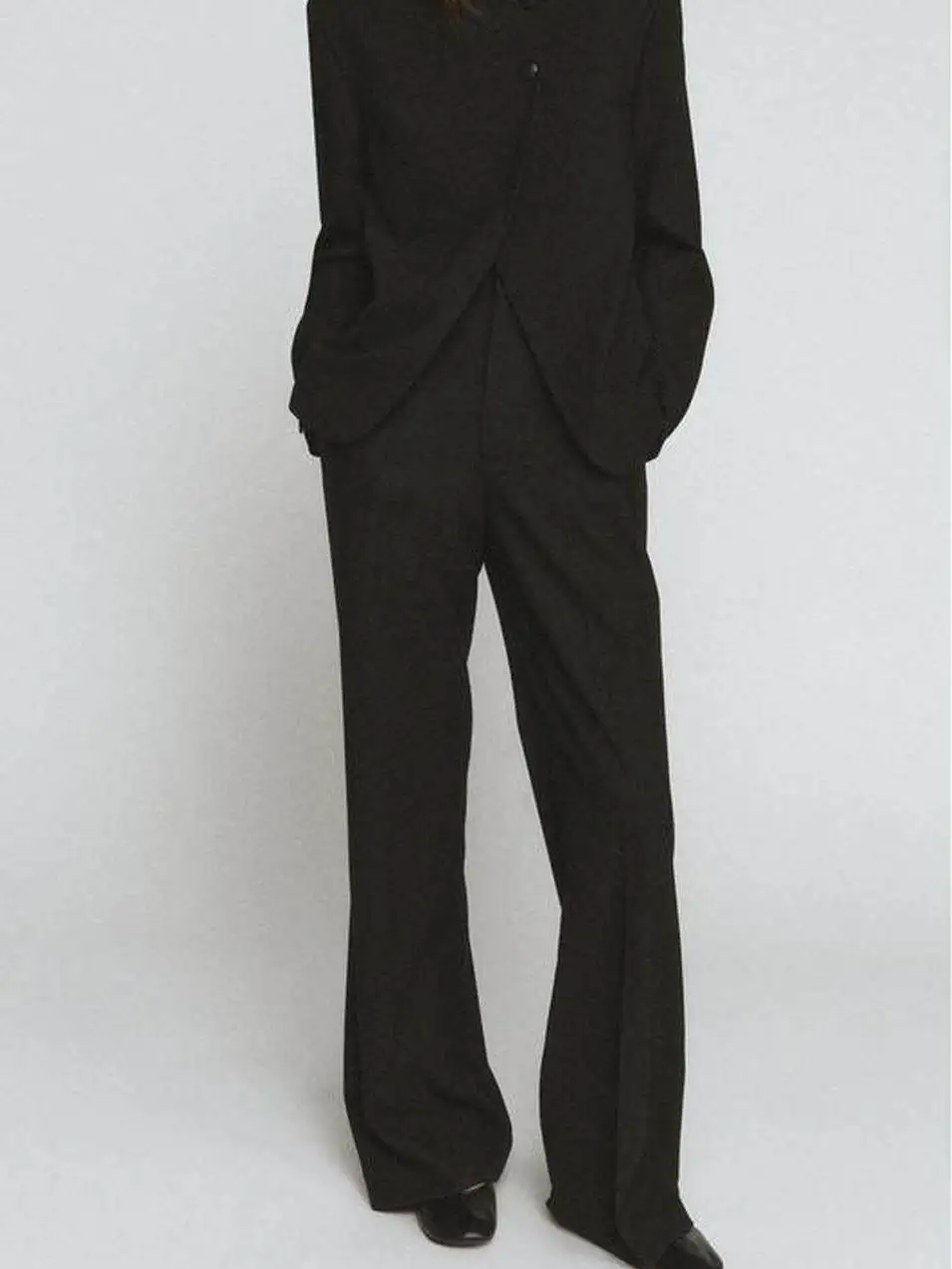 

Spring 2026 High-Waist Loose Suit Jaet with Button Decorations Tee-Button Cuff Women's Busin Wear Full