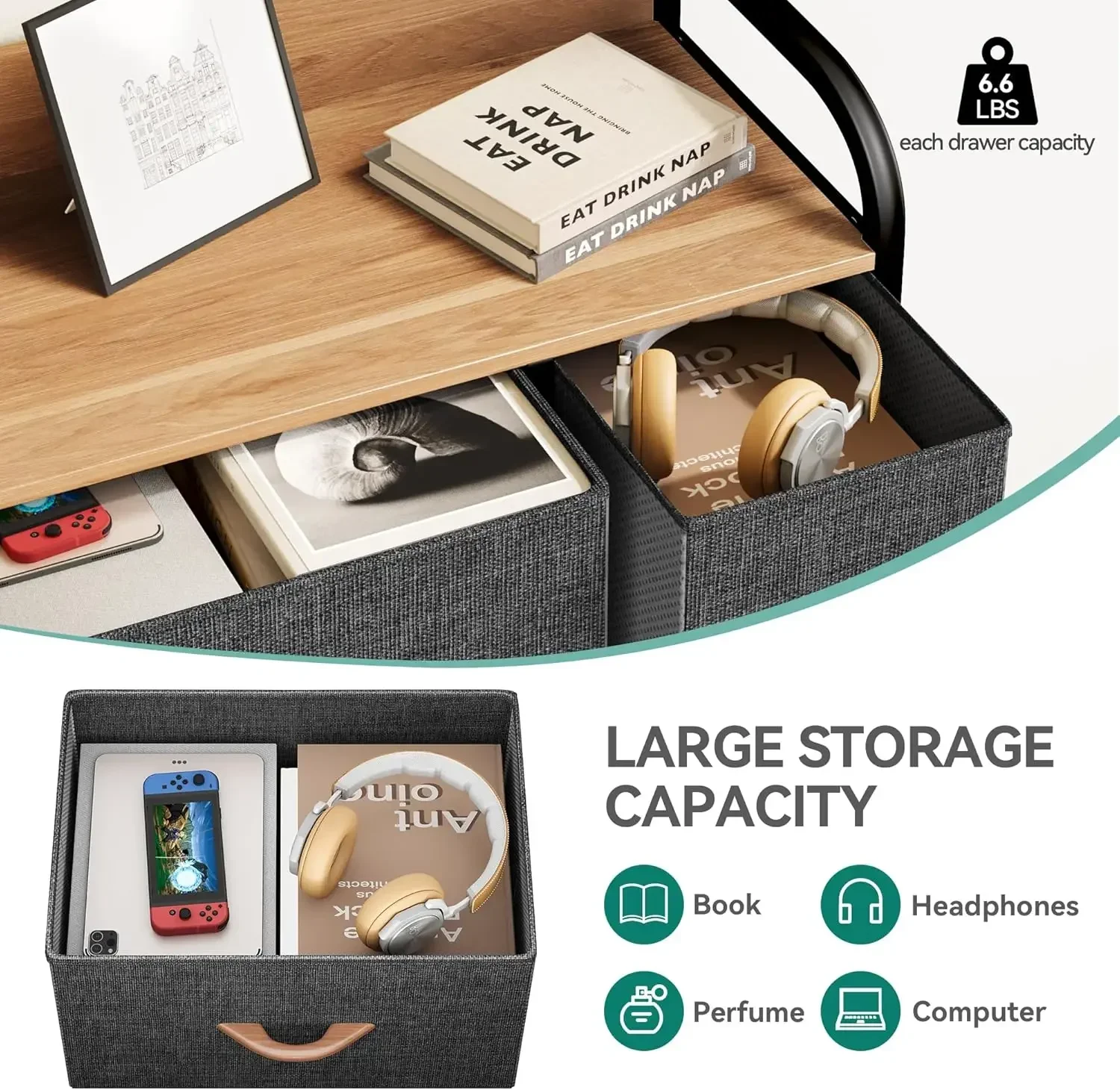Drawer Fabric Storage Tower Organizer Unit Multicolor Bedroom Living Room Hallway Closets Steel Frame image 5