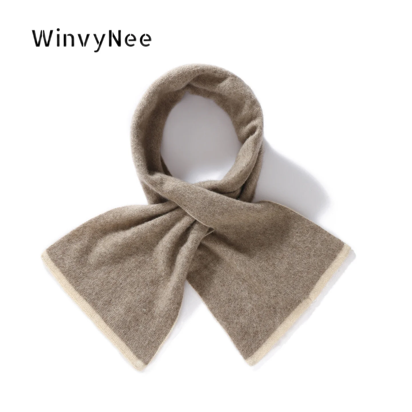 WinvyNee Women Solid Cross Design Tiny Scarf Knitted Pure Wool Cozy Light Trendy Accessory In Cool Fall Winter Days ZG1673020