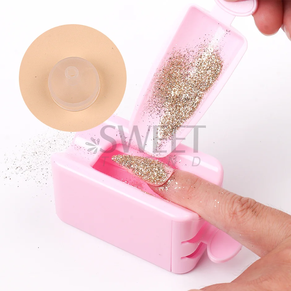 Double Layer Nail Glitter Recycling Box with Funnel White Sequins Collect Box Dip Powder System Collector Holder Manicure Tools