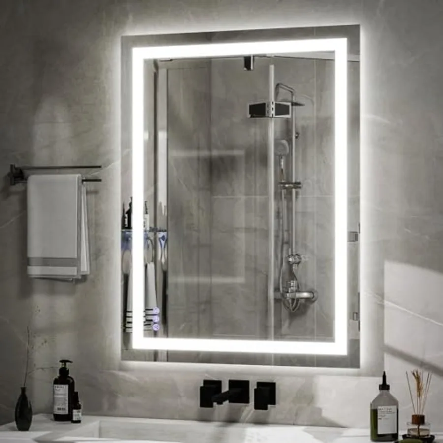 

LED Bathroom Mirror 26 x 38 Inch - 3 Adjustable Lighting Modes Lighted Smart Bathroom Vanity Mirror Anti-Fog Memory Function Te