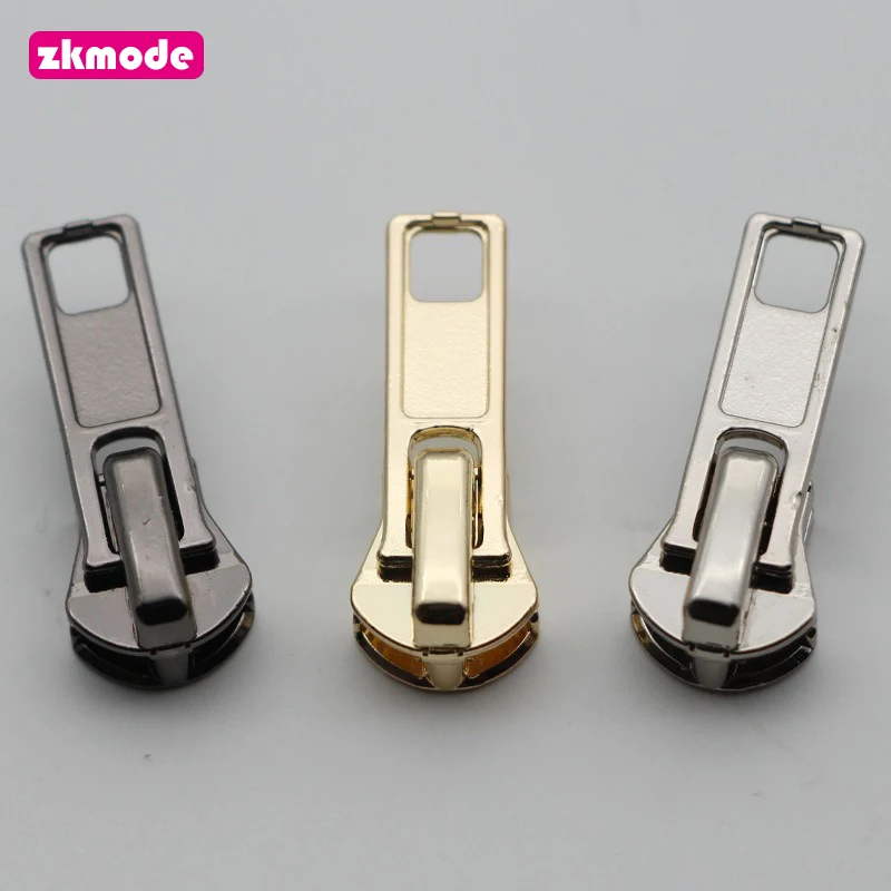 

10pcs Alloy 5# Zipper Puller With Lock Resin Teeth Zippers Slider Head for Bags DIY Leather Crafts Suitcase Accessories