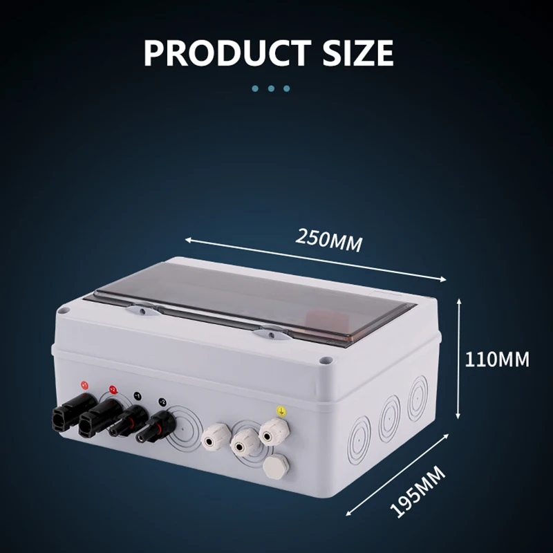 พลังงานแสงอาทิตย์ PV Combiner กล่อง 2-1-1000V Isolating switch String IP65 PV พลังงานแสงอาทิตย์ไฟกระชากป้องกันฟ้าผ่ากันน้ํากลางแจ้ง