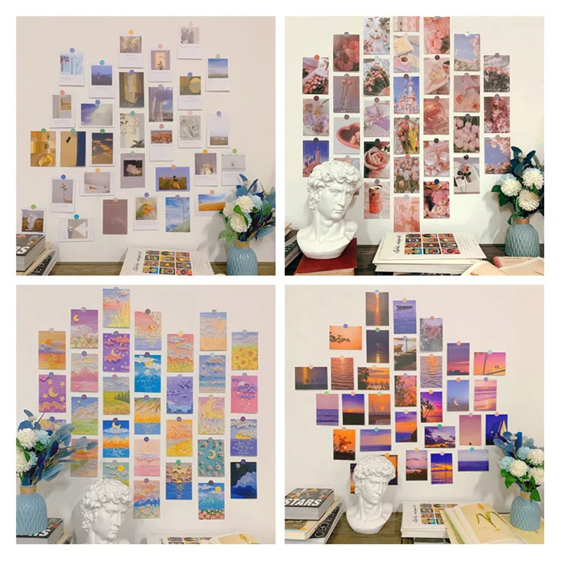 30Pcs Romantic Art Posters Stickers Photography Mark Cards Wall Stickers Postcard Gift for Living Home Background DIY Decoration